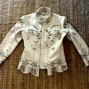 Ivory sparkle Roberto Cavalli knit blazer suit